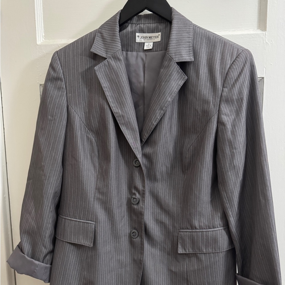 ⭐️ John Meyer of Norwich Grey Pinstripe Blazer | Size 14 | Tailored Work Jacket